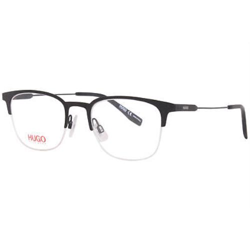 Hugo Boss HG/0335 003 Eyeglasses Men`s Matte Black Semi Rim Oval Shape 51mm - Frame: Black