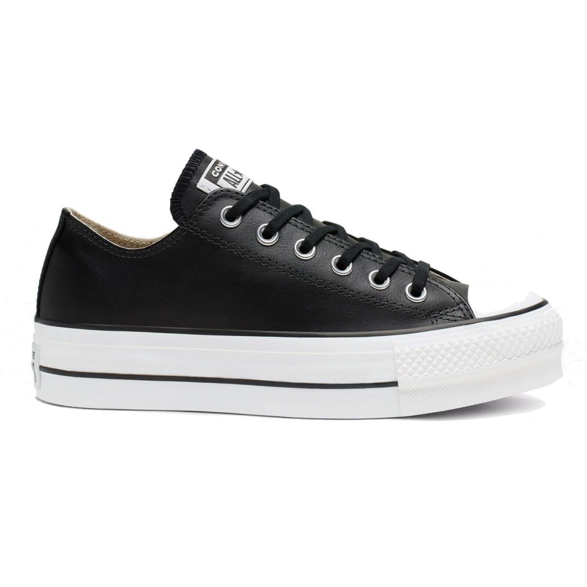 Converse Chuck Taylor All Star Lift Platform Leather Women`s Shoes Sneakers Black