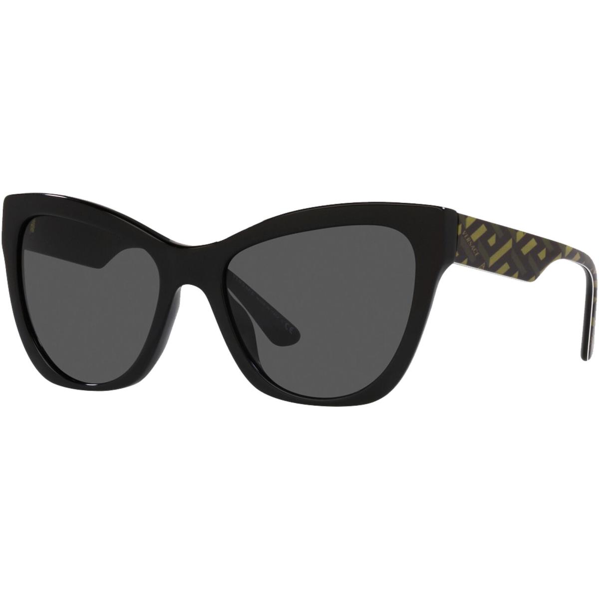 Versace Women`s Cat Eye Sunglasses - VE4417U - Made In Italy Black w/ 3D Greco/Dark Gray (535887 56)