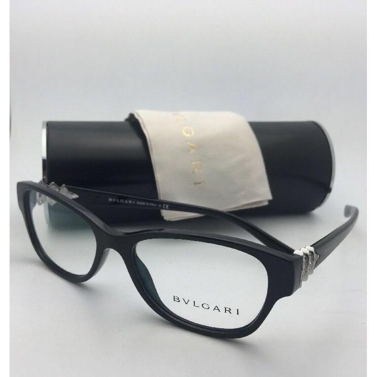 Bvlgari Eyeglasses 4078-B 501 53-16 140 Shiny Black Frame w/ Crystals