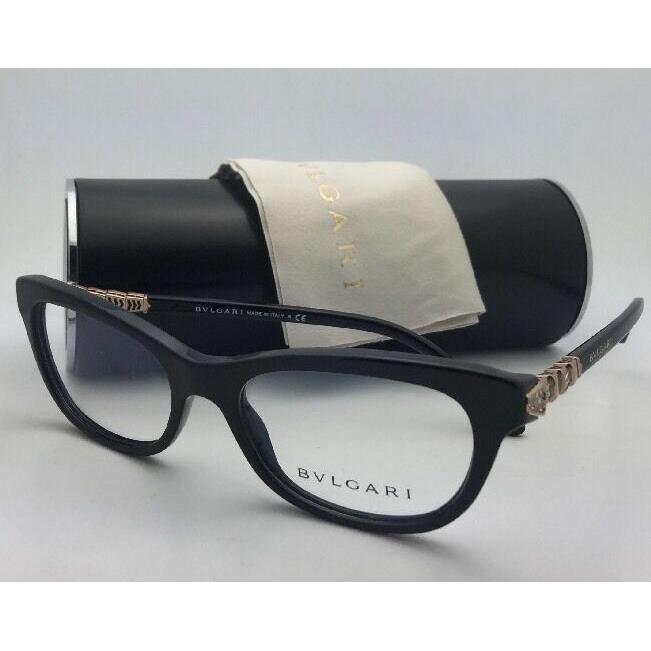 Bvlgari Eyeglasses 4091-B 501 51-17 135 Shiny Black Frame w/ Crystals