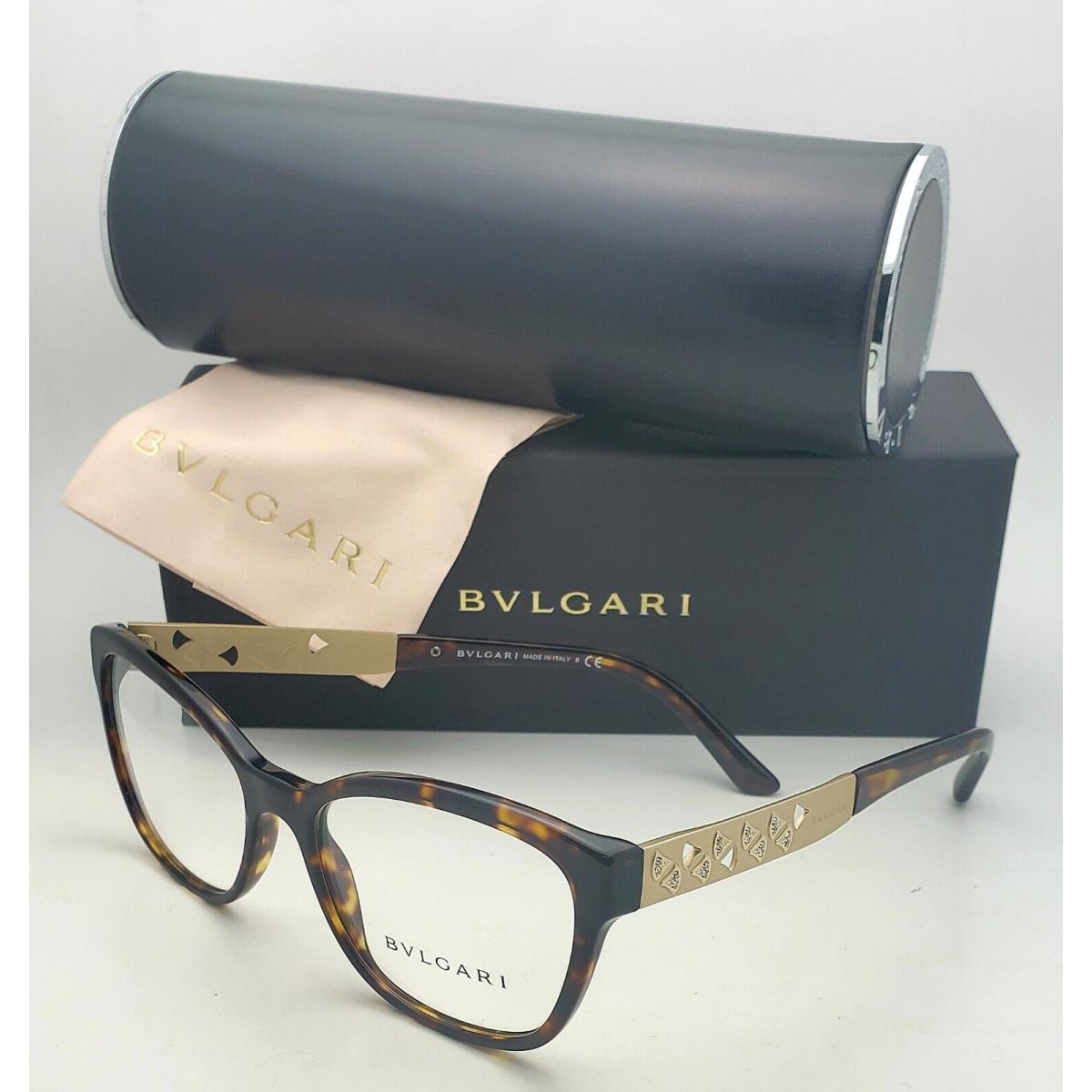 Bvlgari Cat Eye Eyeglasses 4153-B 504 54-17 Tortoise Gold Frame W/crystals