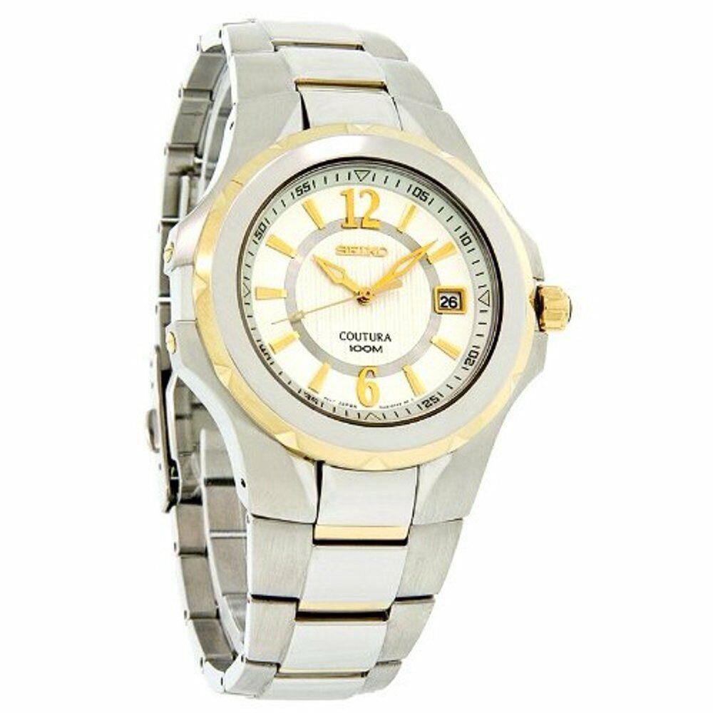 Seiko Men`s SGEE68 Coutura Two-tone Silver and White Dial Watch - Dial: White, Band: Two-Tone, Manufacturer Face: white
