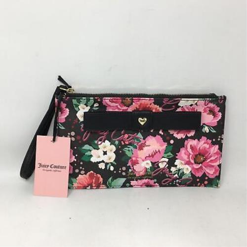 Women`s Juicy Couture Peek a Bow Floral Wristlet Size OS - Pick Ur Petal Black