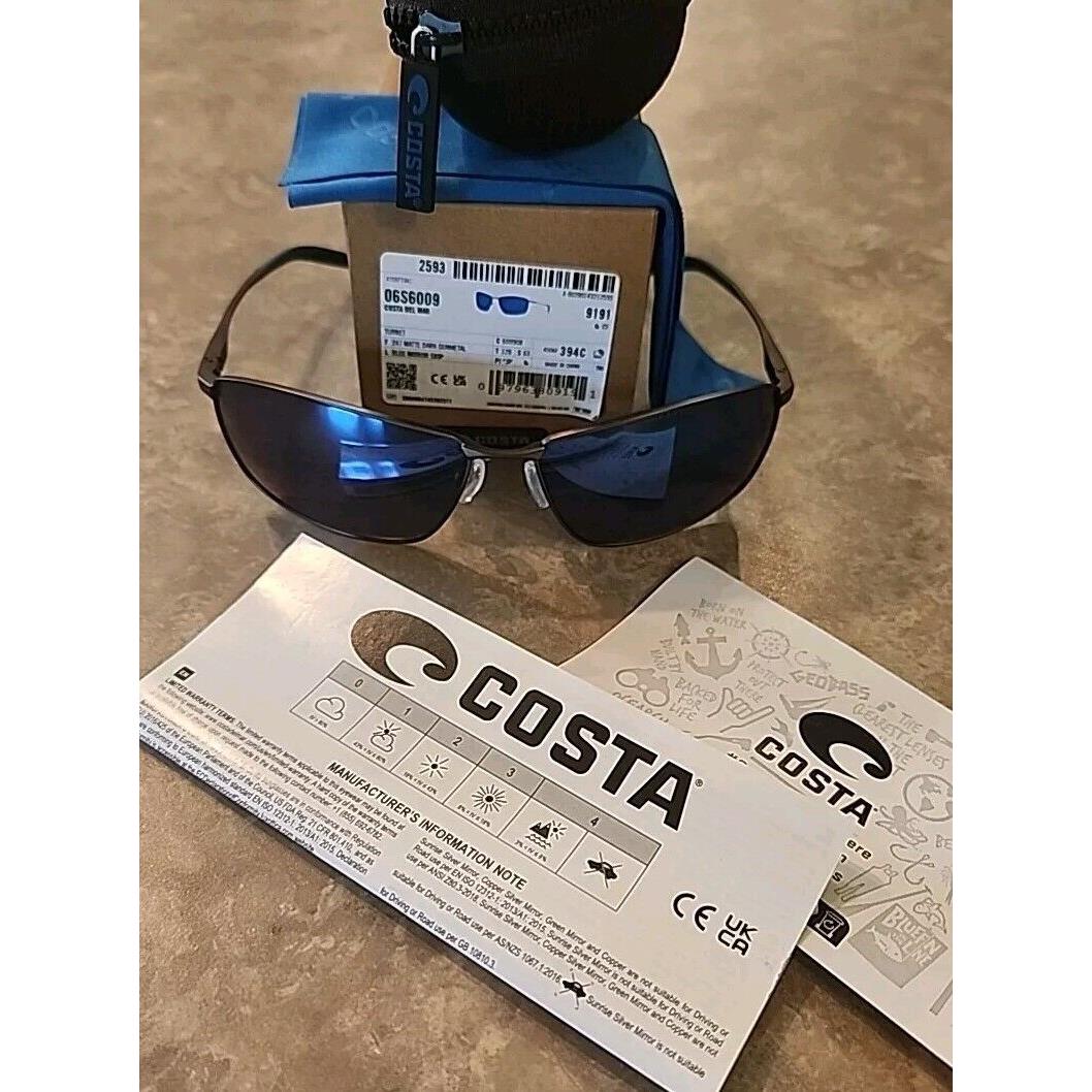 Costa Del Mar Trt 247 Obmp Turret Sunglasses Blue Mirror 580P Polarized 63mm Len