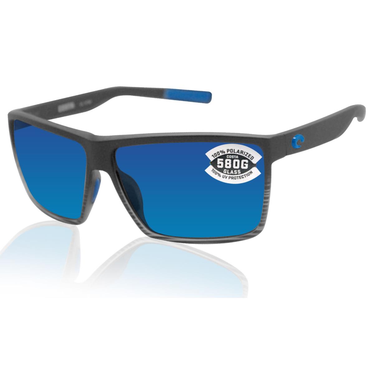 Costa Del Mar Rincon Matte Smoke Crystal Fade Frame Blue Mirror 580 Glass Lens