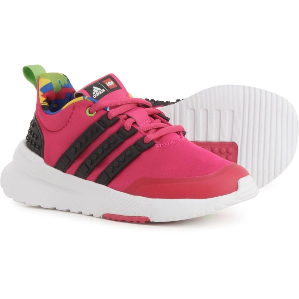 Adidas Racer TR x Lego Youth Size 6.5 Pink/blk 3-Stripes Lace-up Running Shoes