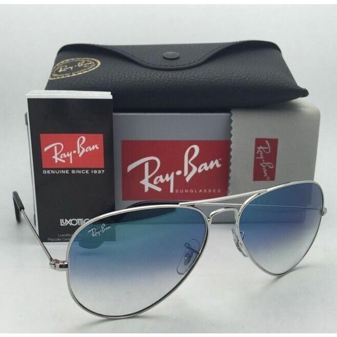 Ray-ban Aviator Sunglasses RB 3025 003/3F 62-14 Silver Frames Blue Fade Lenses