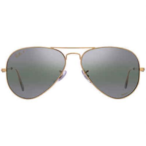 Ray Ban Aviator Chromance Silver/green Pilot Unisex Sunglasses RB3025 9196G4 58 - Frame: Gold, Lens: