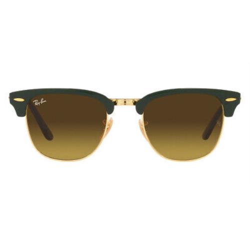 Ray-ban Clubmaster Folding RB2176 Sunglasses Square 51mm - Green on Arista / Gradient Brown Frame, Gradient Brown Lens