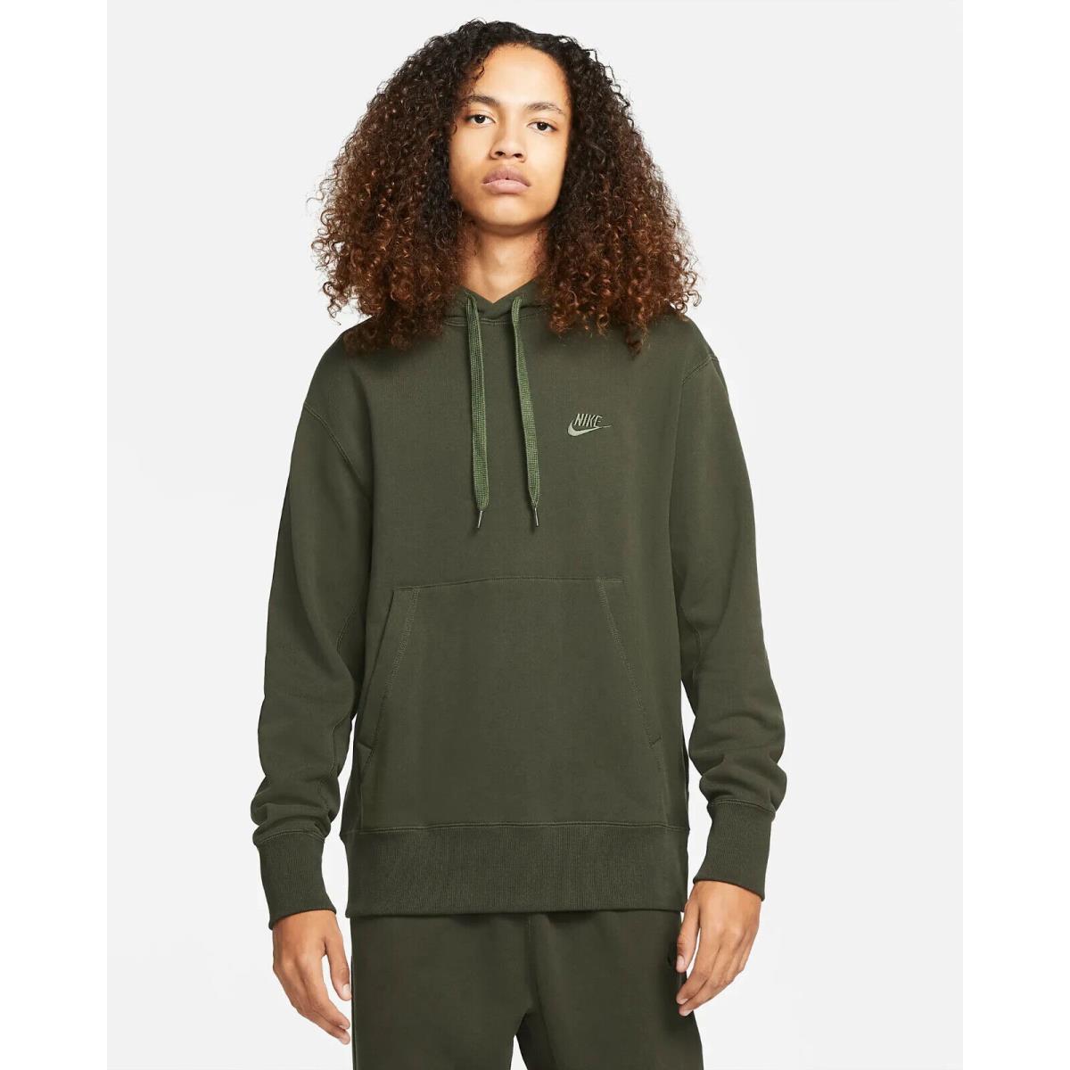 Nike Sportswear Classic Sequoia Green Fleece Pullover Hoodie Sz M DA0023 355