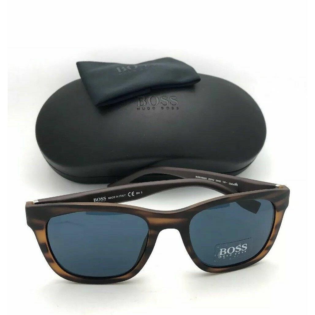 Hugo Boss Sunglasses 0830/S 2Q7KU 53-20 140 Brown Striped Rubber W/blue Lens