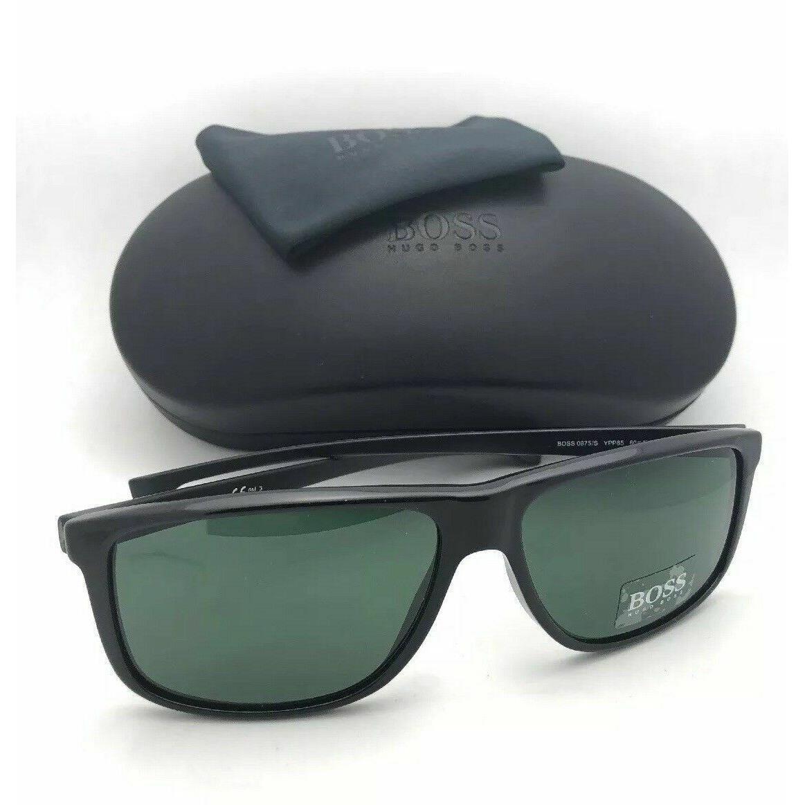 Hugo Boss Sunglasses 0875/S YPP85 Black Silver Frame w/ Green Grey Lenses