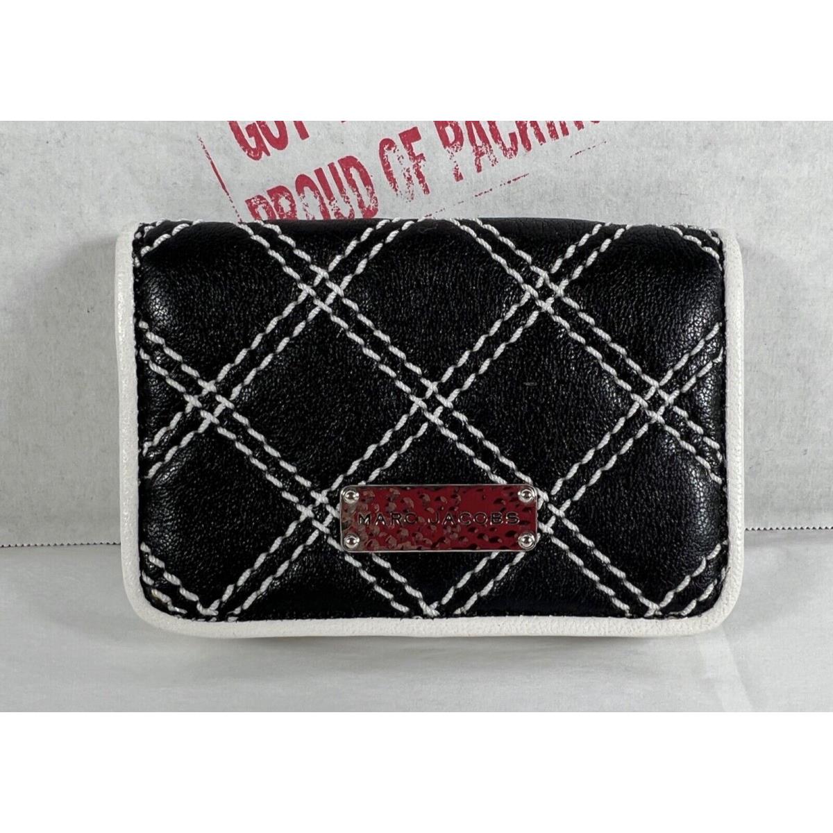 Marc Jacobs Collection Black White Quilted Leather Business Card Holder C3131427