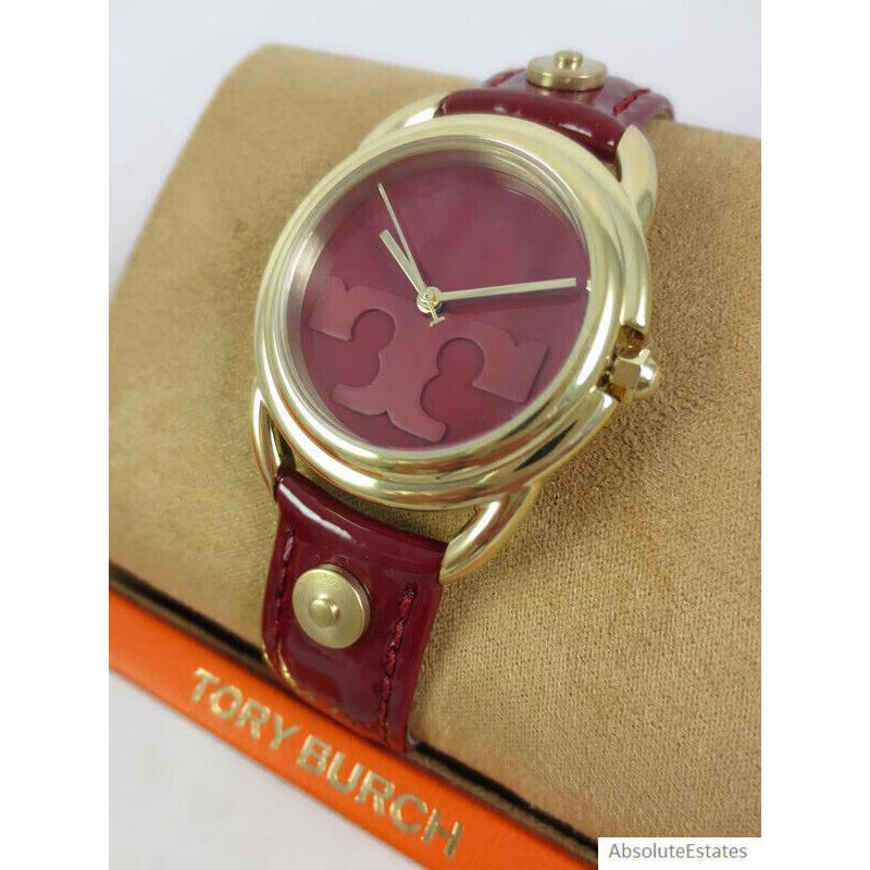 Tory Burch Gold Red Patent Leather Miller Ladies Watch TBW7217