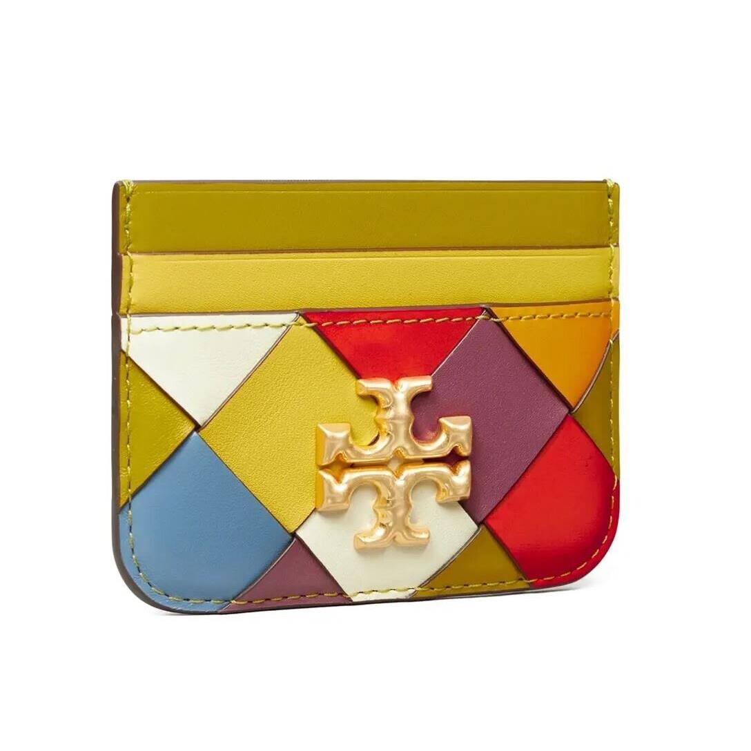 Tory Burch Eleanor Woven Color Blocked Leather Card Case - Tory Burch wallet  - 070282540006 | Fash Brands