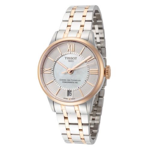 Tissot Women`s T0992072211802 Chemin Des Tourelles 32mm Automatic Watch - White Dial, Silver Tone Band, White Mother-of-Pearl Other Dial
