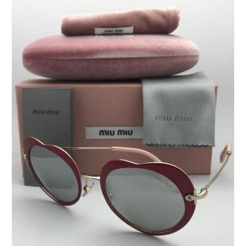 Miu Miu Sunglasses Smu 54R USS-2B0 52-20 Red Gold Heart Shape w/ Silver Mirror