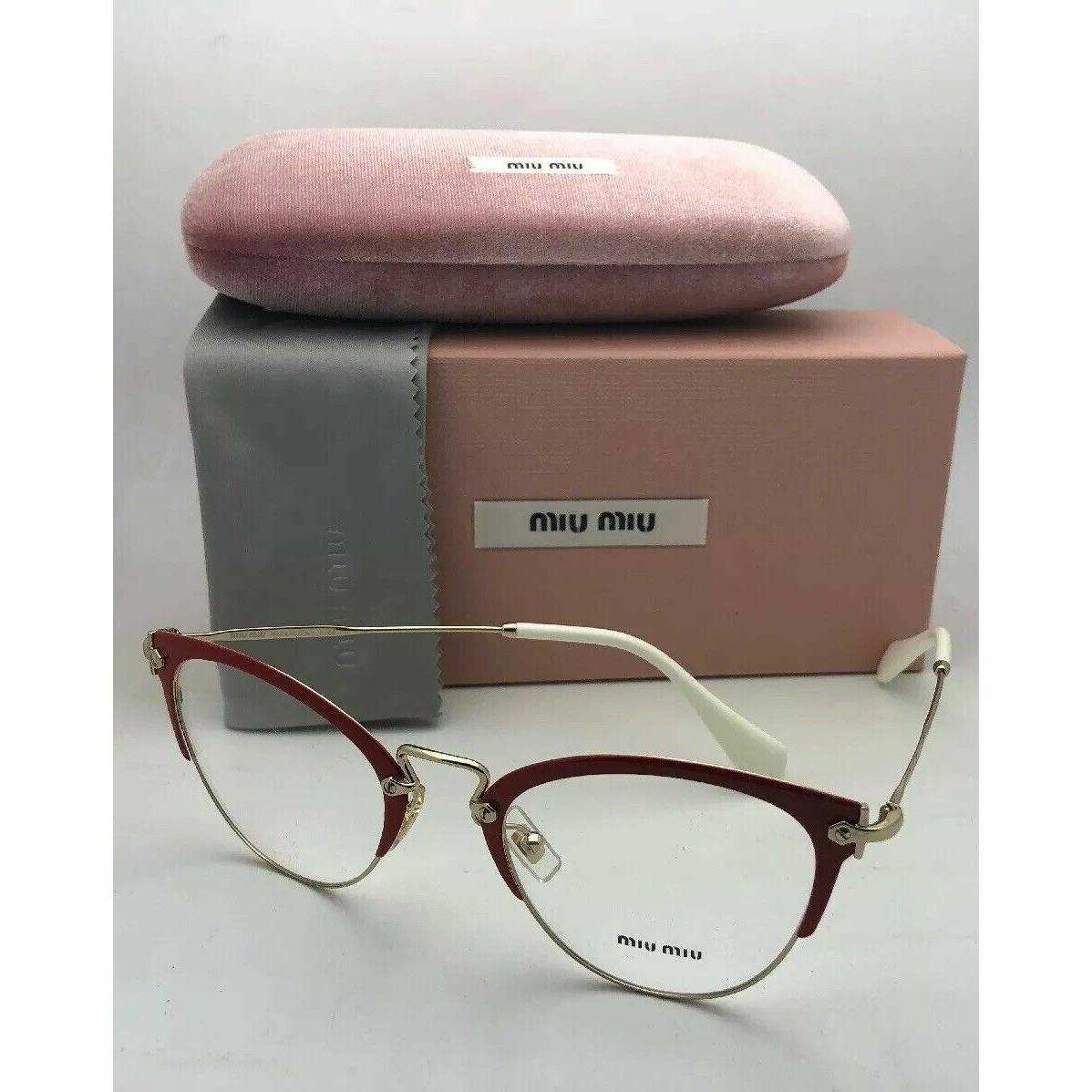 Miu Miu Eyeglasses Vmu 50Q VYI-1O1 52-22 140 Red Gold White Cat Eye Frames