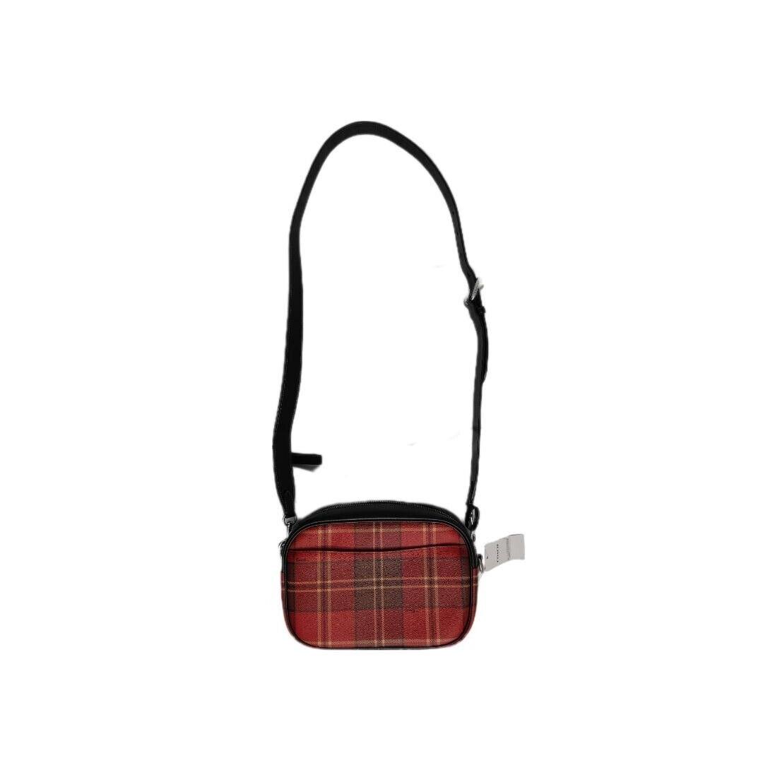 Coach Plaid Jamie Camera Crossbosy Bag - Handle/Strap: Black, Hardware: Silver, Exterior: Multicolor