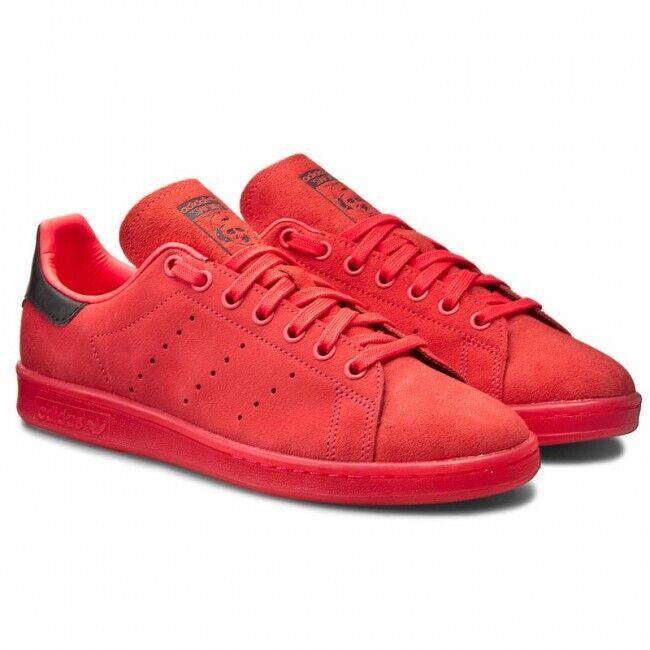 Adidas Stan Smith S80032 Men`s Shock Red Black Running Sneaker Shoes HS3473 - Shock Red & Black