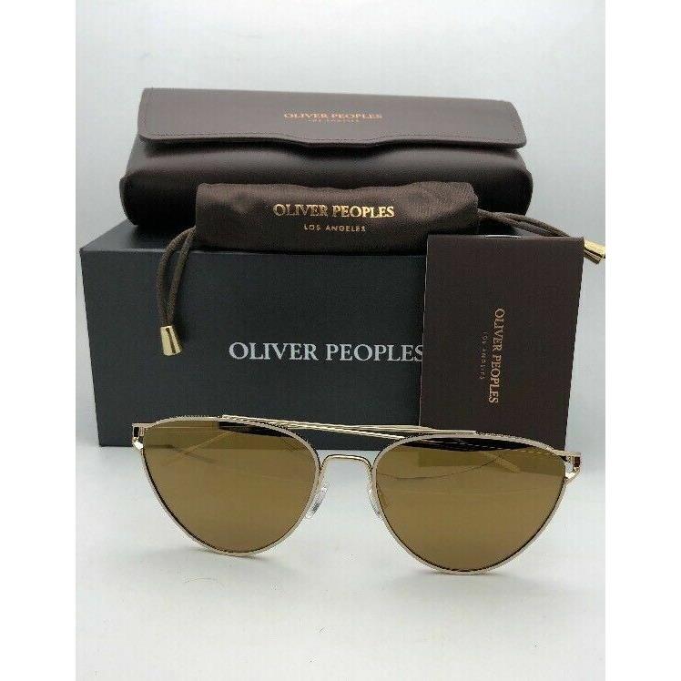 Oliver Peoples Sunglasses Floriana 1225S 5036F9 56-17 Gold White w/ Mirror