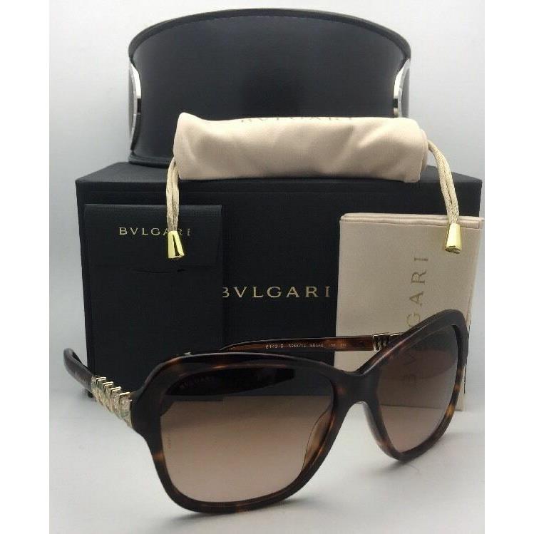 Bvlgari Sunglasses 8142-B 5268/13 Tortoise Frame w/ Crystals Brown Fade