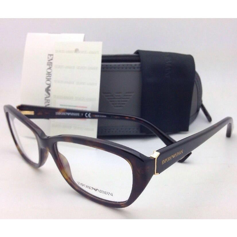 Emporio Armani Eyeglasses EA 3041 5026 53-16 Havana Frame W/demo Lens Case