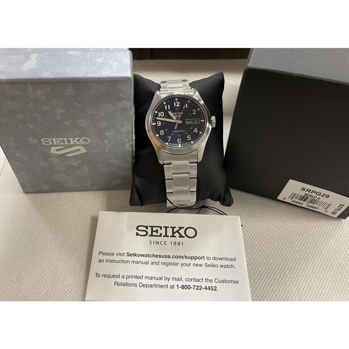 Seiko 5 Automatic Watch 100 Meter Day Date Blue Dial SRPG29