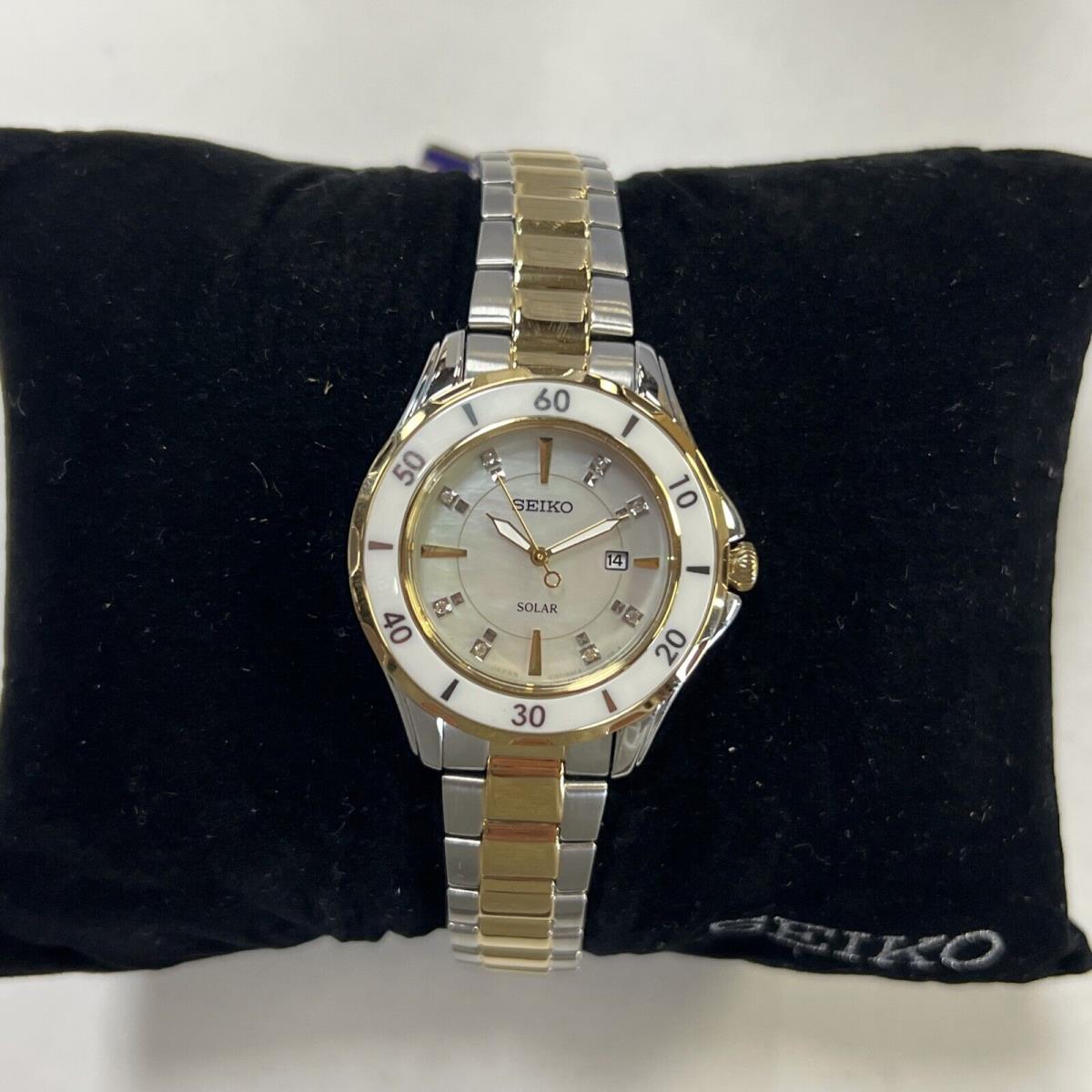 Seiko SUT338 Mother of Pearl Two Tone Ceramic+ss Box and Manufacture Warranty