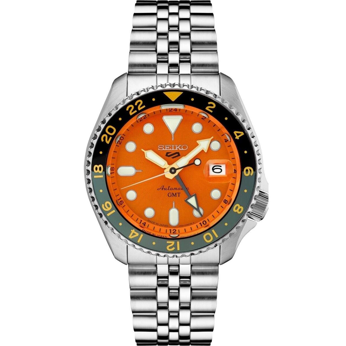 Seiko 5 Sports SSK005 Gmt 42.5mm Steel Orange Dial Automatic Men`s Watch