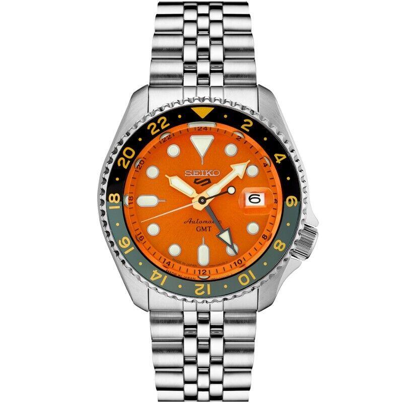 Seiko 5 Sports Skx Sports Gmt Series Orange Dial Men`s Watch SSK005