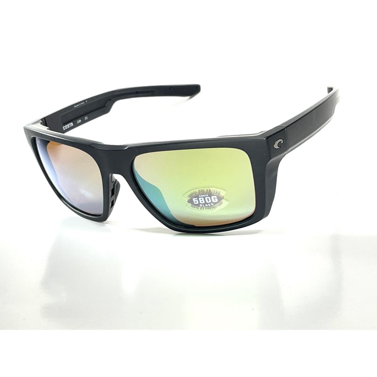 Costa Del Mar Lido Sunglasses Matte Black Frame Green 580G Glass Lens