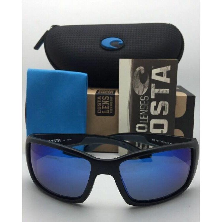 Polarized Costa Sunglasses Blackfin BL 11 Matte Black Frame W/blue Mirror Lenses