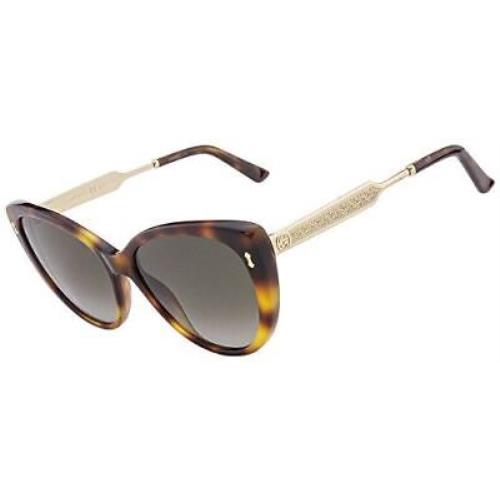 Gucci Women`s Sunglasses GG3804 Crx Dark Havana Gold/brown Gradient Lens Cat Eye