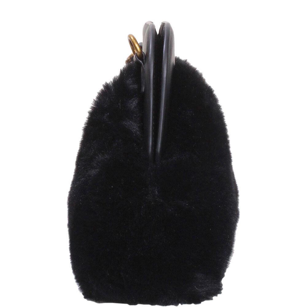 Guess Women`s Tesoro Clutch Handbag Fur Crossbody Bag Black