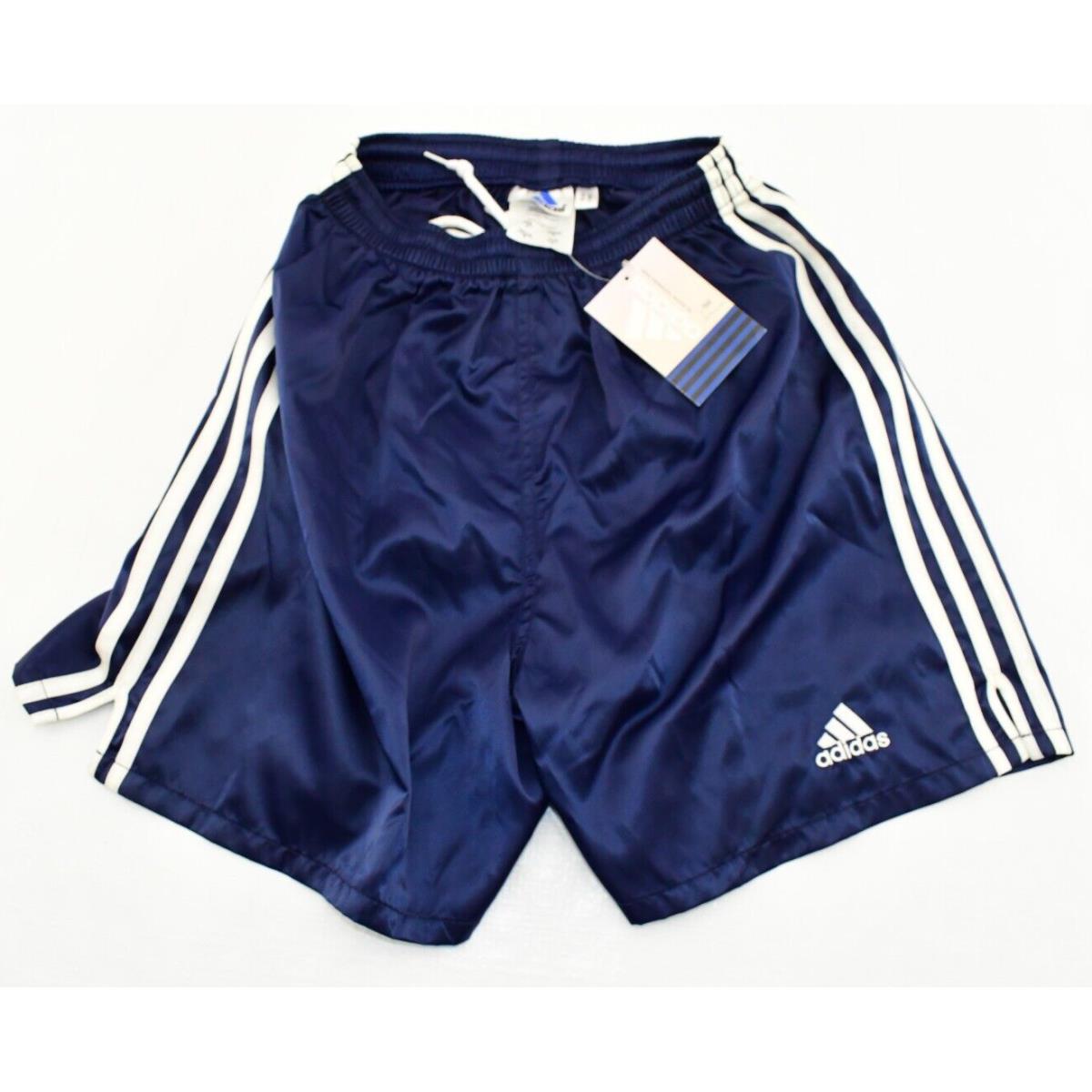 Vintage 1998 Retro Adidas Soccer Shorts - S - Navy Blue Hot Shot Lisbon Satin