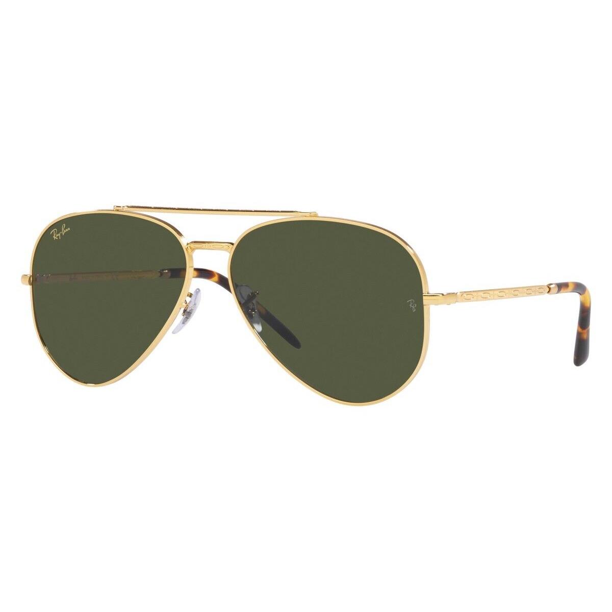 Ray Ban Aviator Metal Gold Frame Green Men`s Sunglasses RB3625-919631-55 - Frame: Gold, Lens: Green