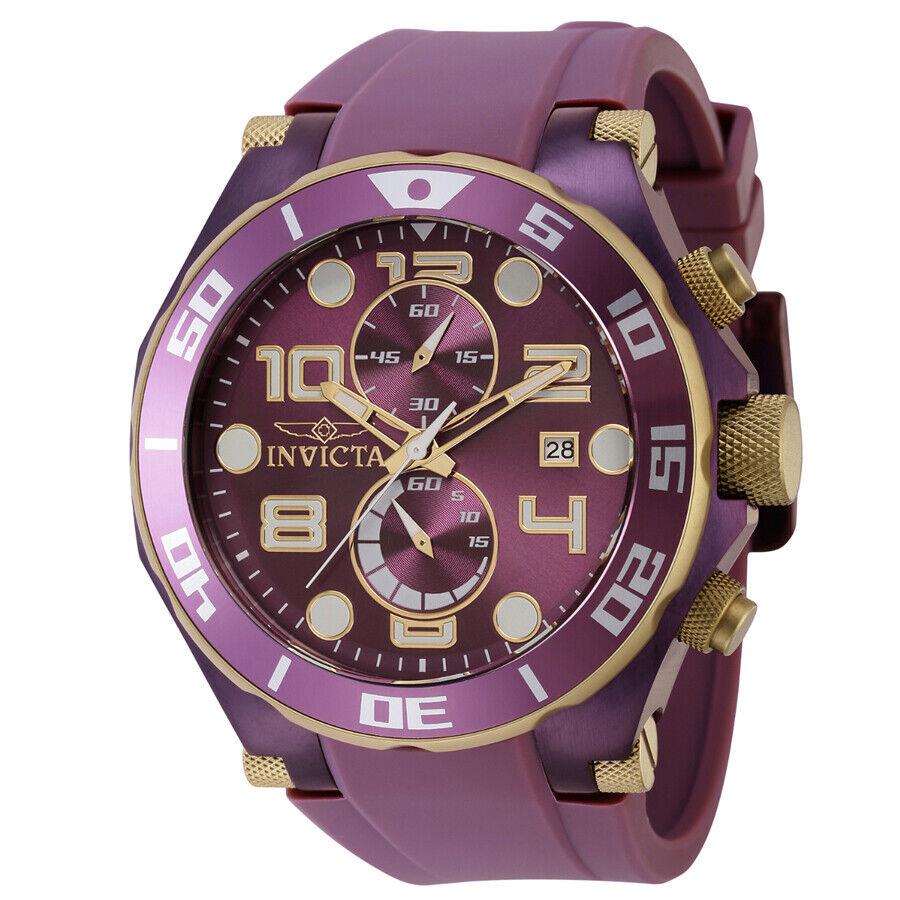 Invicta Pro Diver Chronograph Quartz Purple Dial Men`s Watch 40656 - Dial: Purple, Band: Purple, Bezel: Purple