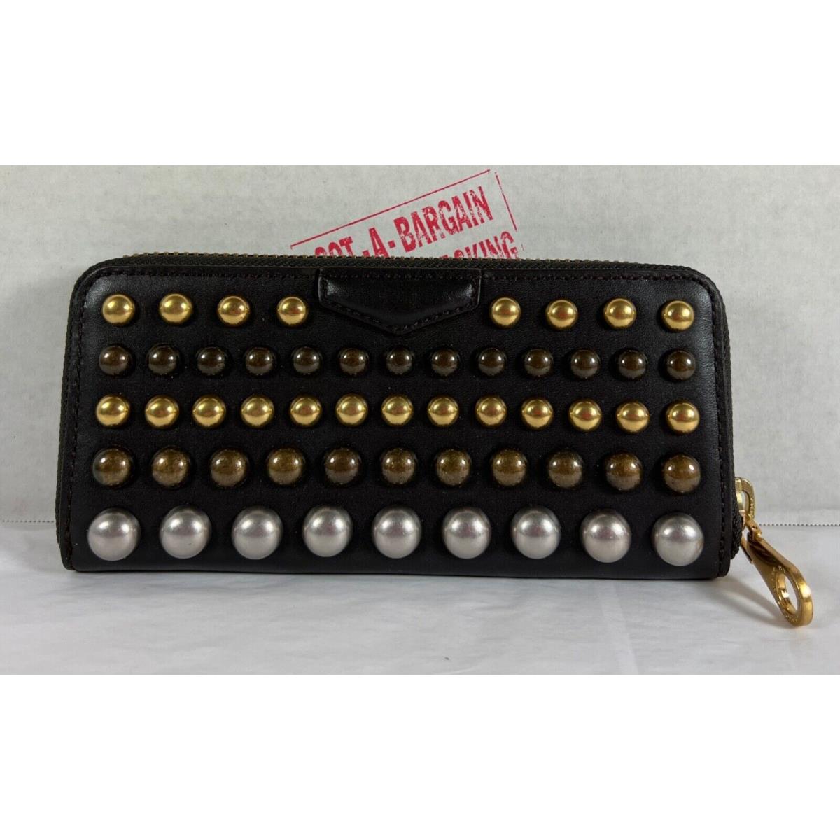 Marc by Marc Jacobs Licorice Brown Leather Studded Thunderdome Wallet Clutch