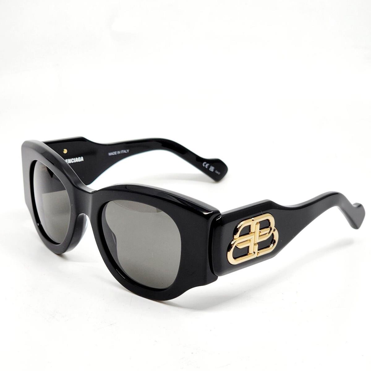 Balenciaga Paris BB0070S 006 Gold BB Logo Oversized Sunglasses Black