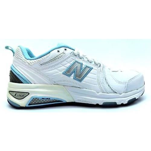New Balance Women`s Lace Up Athletic Tennis Shoes White Blue New w/ Box WX856WB