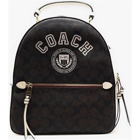 Coach Backpack Leather/canvas Sig Varsity Jordyn Signature Brown/chalk CB871