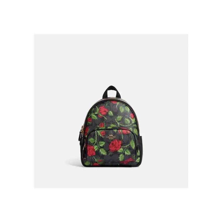 Coach Mini Court Backpack In Signature Canvas with Fairytale Rose Print