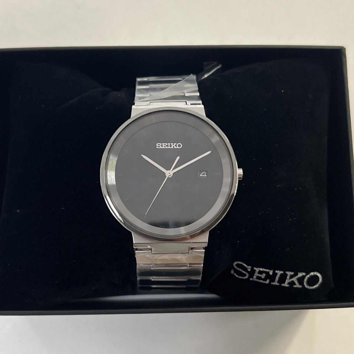 Seiko SUR485 Essential Stainless Steel Balck Dial Box Manufacturer Warranty