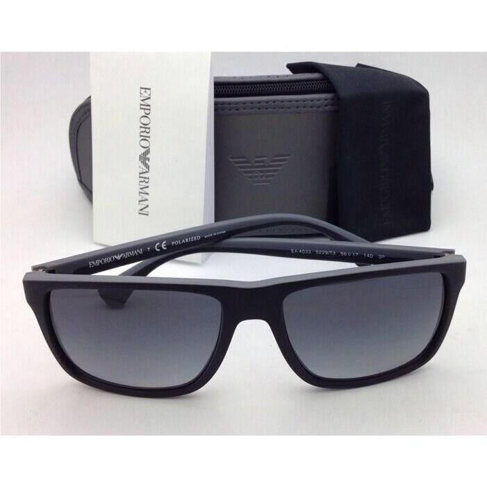 Emporio Armani Polarized Sunglasses EA 4033 5229 T3 Black Grey Rubber Frames Fash Brands