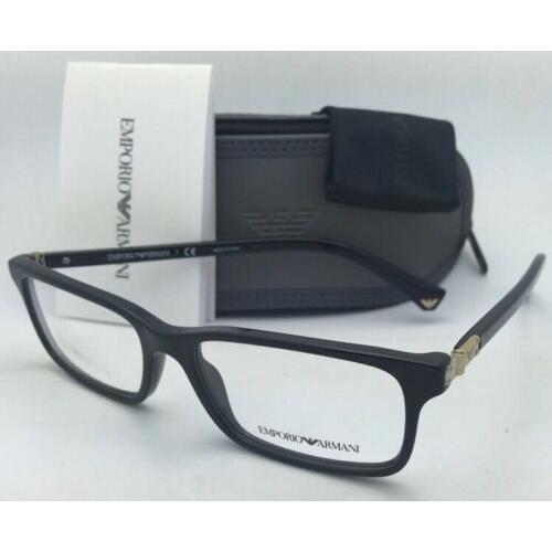 Emporio Armani Eyeglasses EA 3005 5017 53-16 Black Rectangular Frame W/demos