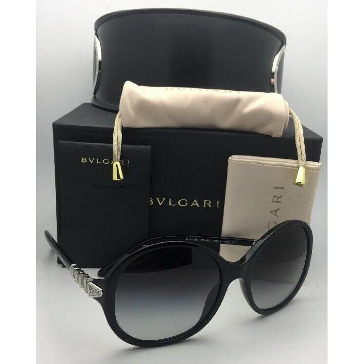 Bvlgari Sunglasses 8140-B 501/8G 56-18 Black Frame w/ Crystals Grey Fade