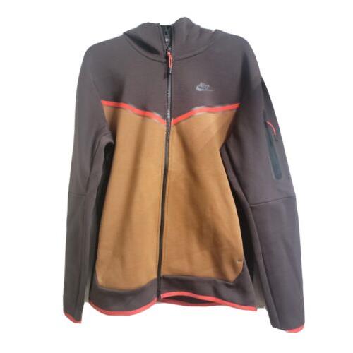 Men`s Nike Sportswear Tech Fleece Full-zip Up Hoodie Brown Size Mediu CU4489-203