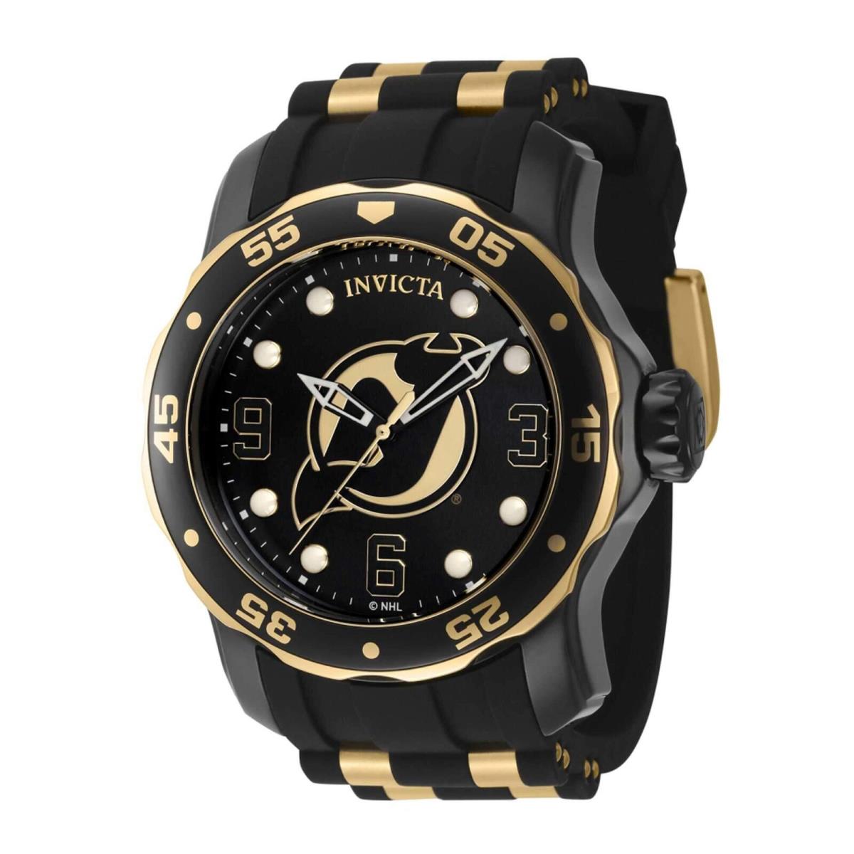 Invicta Men`s Watch Nhl Jersey Devils Rotating Bezel Silicone Strap 42310